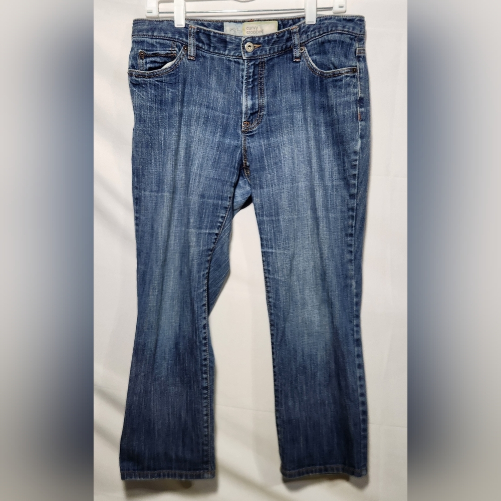 Anne Taylor Loft Curvy Cropped Denim Capri-Size 12